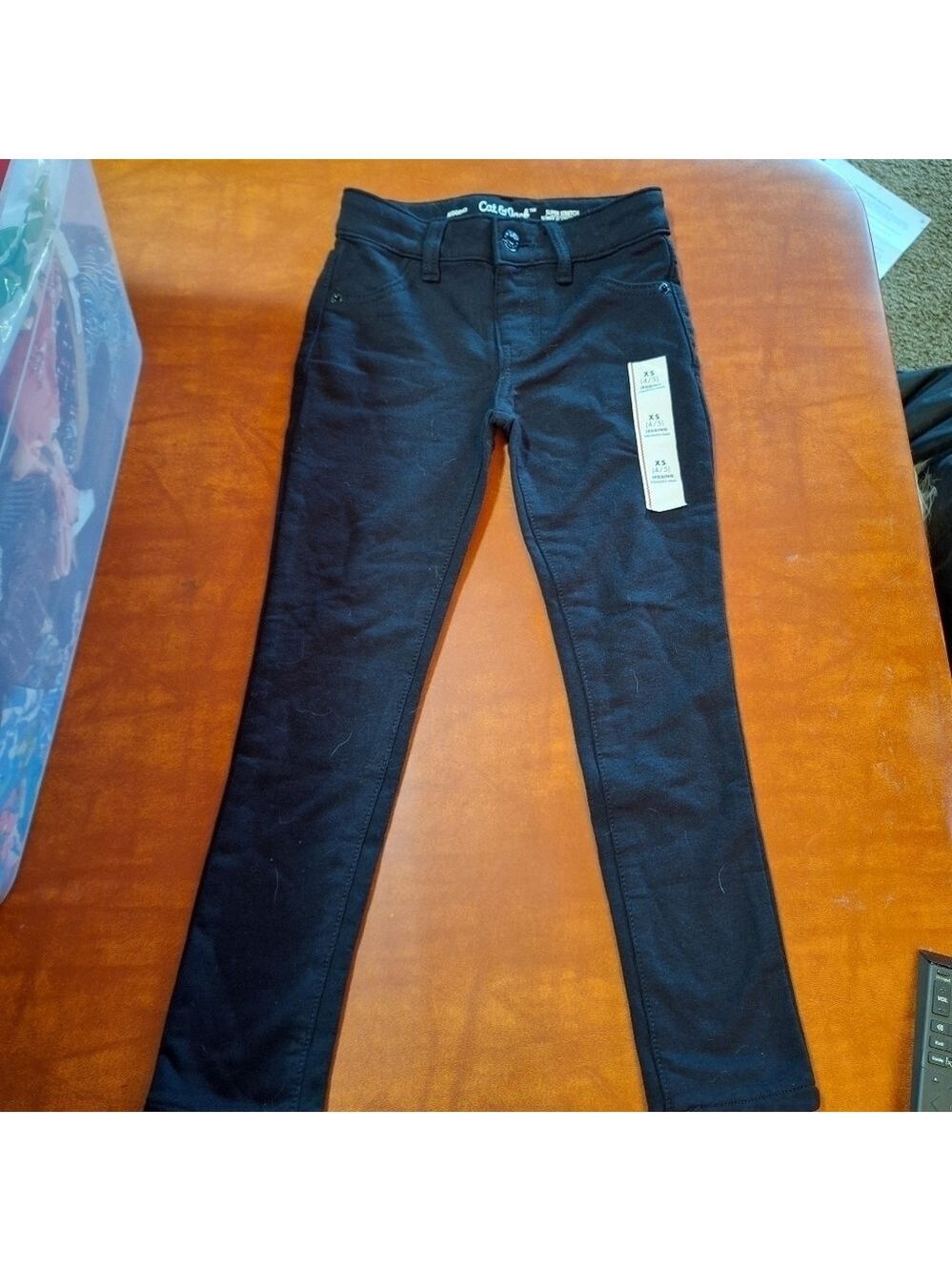 Cat & Jack Black Skinny Jeggings XS 4/5 - Picture 2 of 7